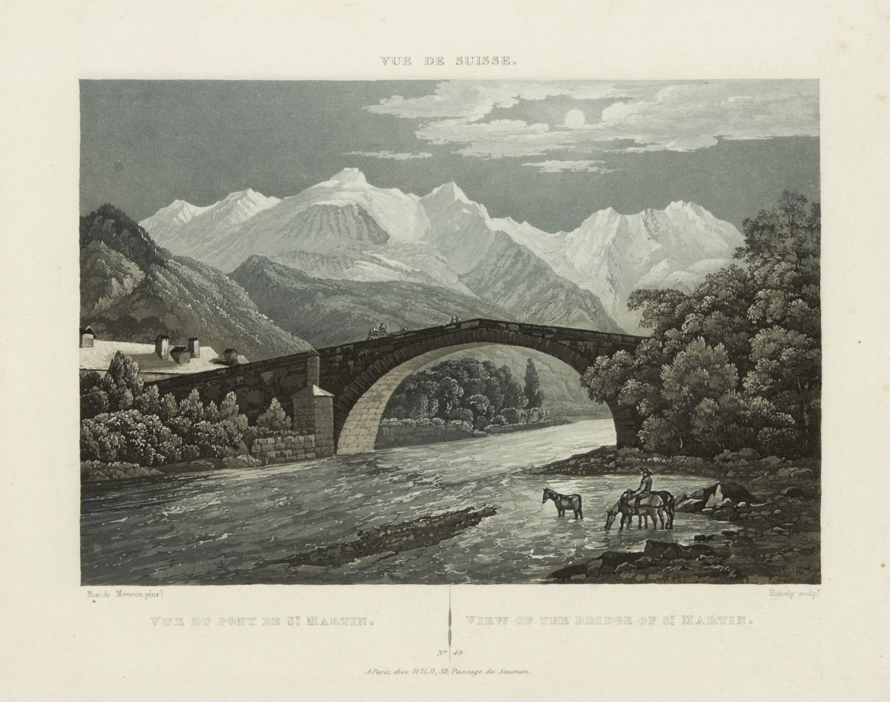 Vue du Pont Saint-Martin vers 1826 de Maximilien de Meuron - Département de la Haute-Savoie - Fonds Images de montagne