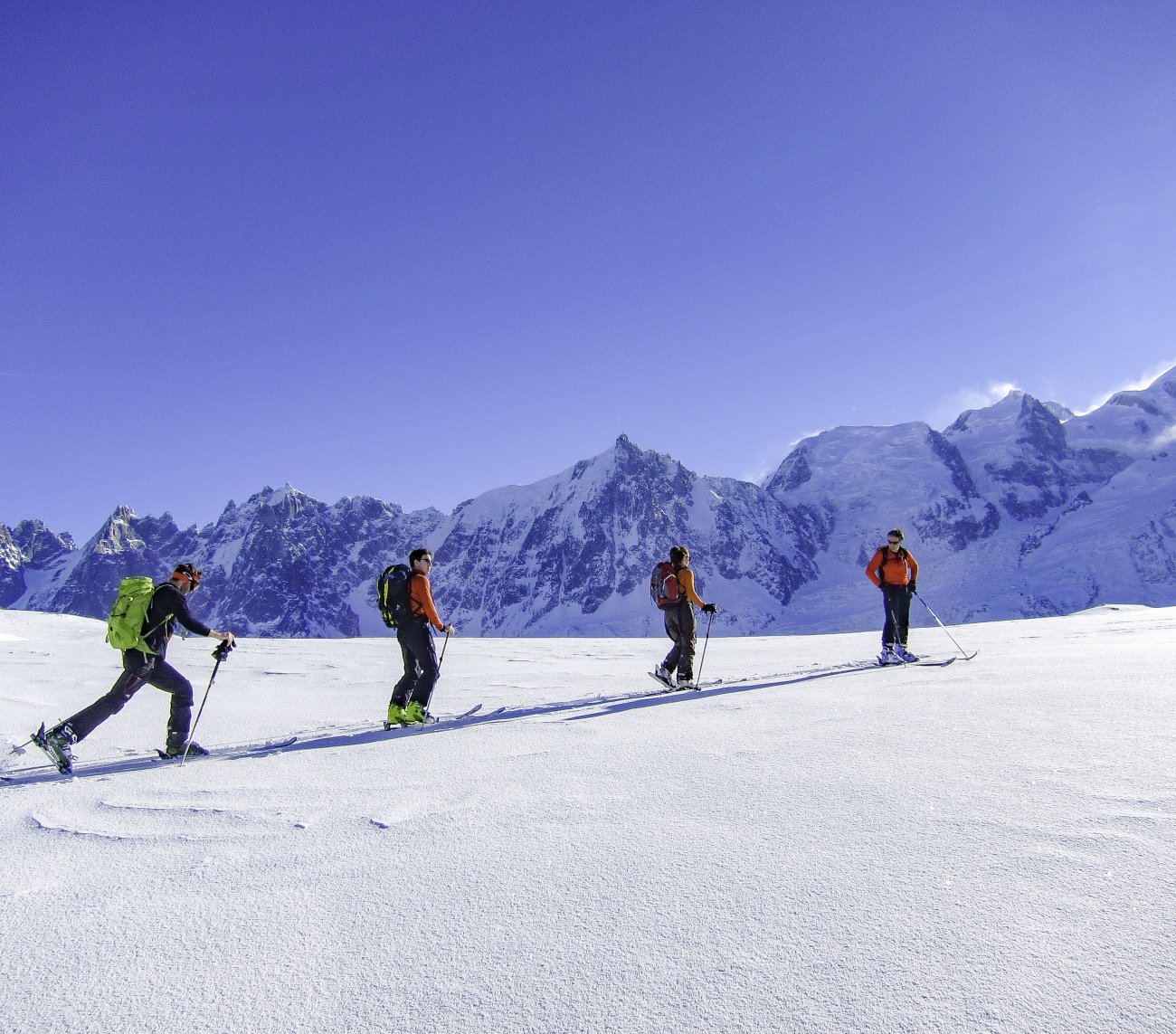 Ski de randonnée dans le massif du Mont-Blanc.