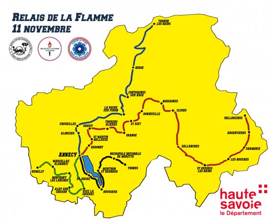 itinéraire relais flamme soldat inconnu en Haute-Savoie
