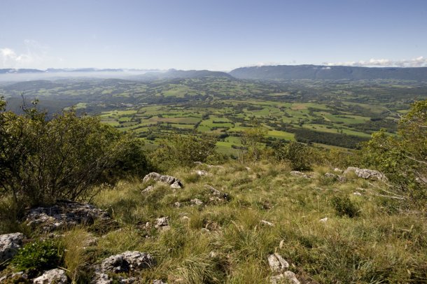 Vue de la campagne du plateau de la Semine, depuis l'Espace Naturel Sensible du Vuache.